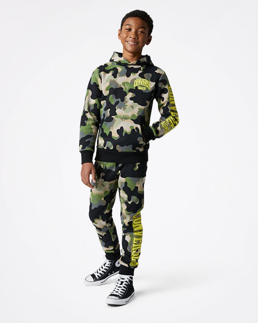 Pantaloni Jogger Baieti Converse Camo Masline Verzi | RO OIKDW576